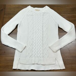 Michael Kors Size L White Cable Knit Sweater